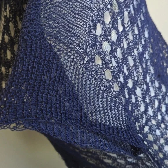 Anthropologie Little Yellow Bird Open Knit Pullover Crochet Top Navy EUC - XS - Picture 6 of 8